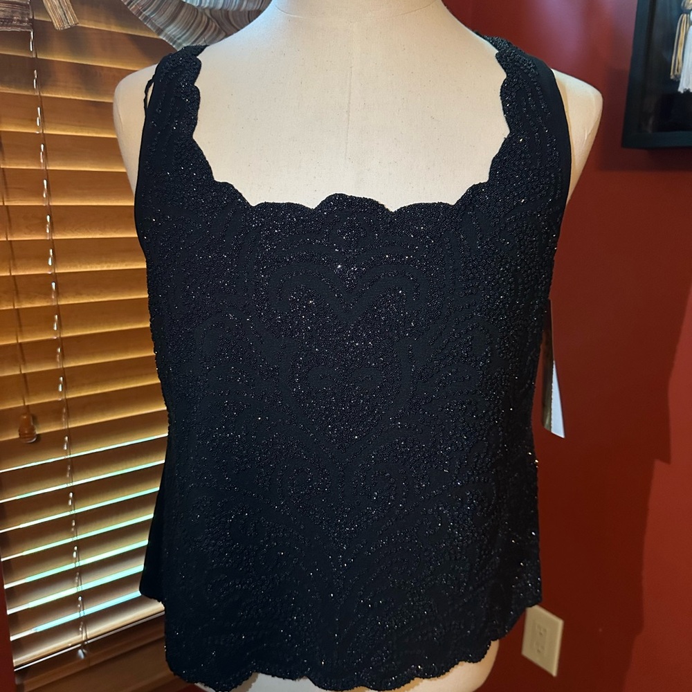 Onyx Nite Black Beaded Top tank blouse